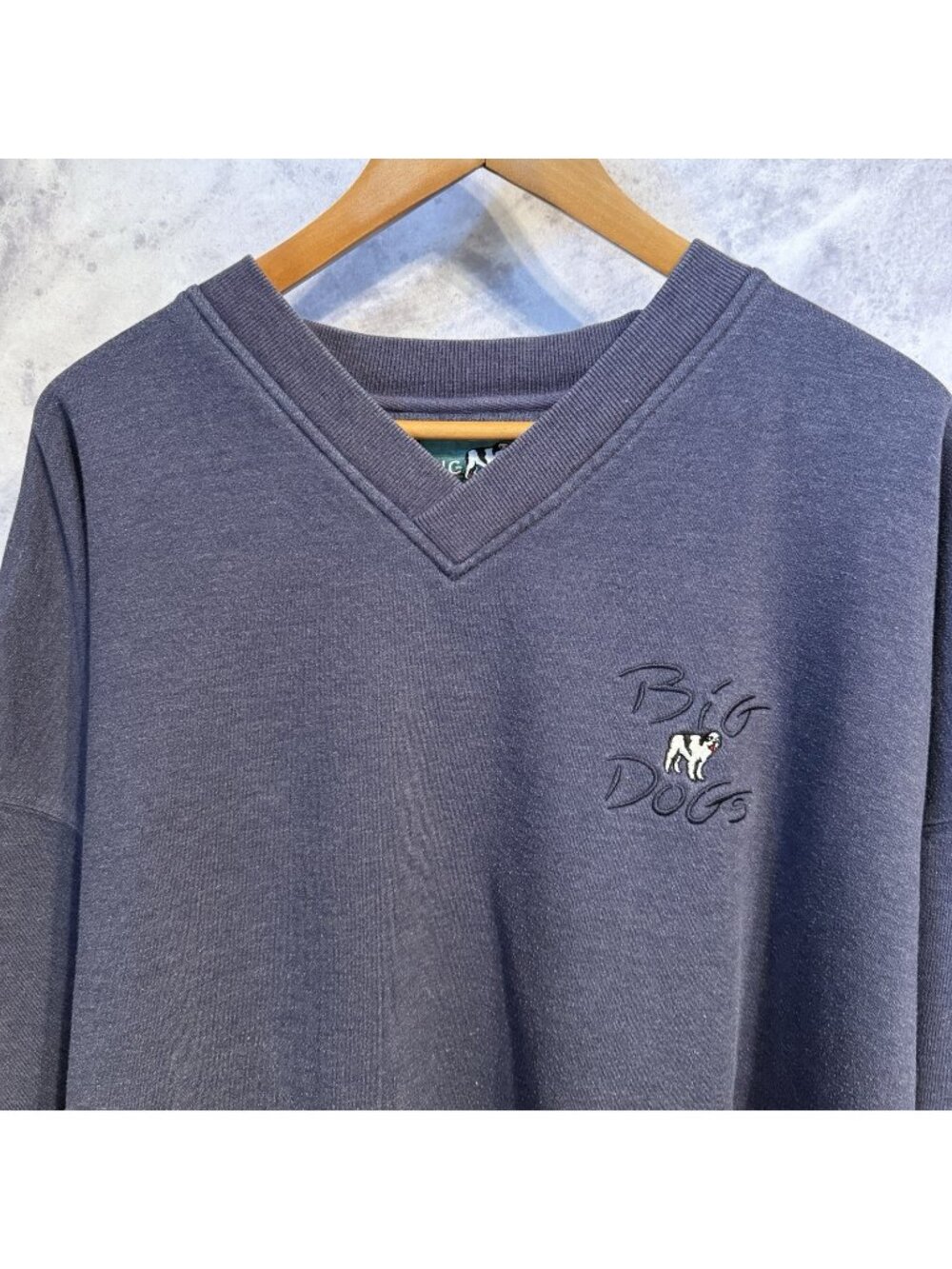 Vintage Big Dogs Sweatshirt Mens 4X Blue Neck Embroidered